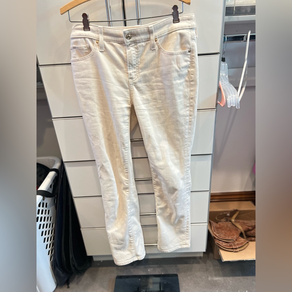 Chico’s so slimming girlfriend cream beige jeans slim straight leg size 0 size 4